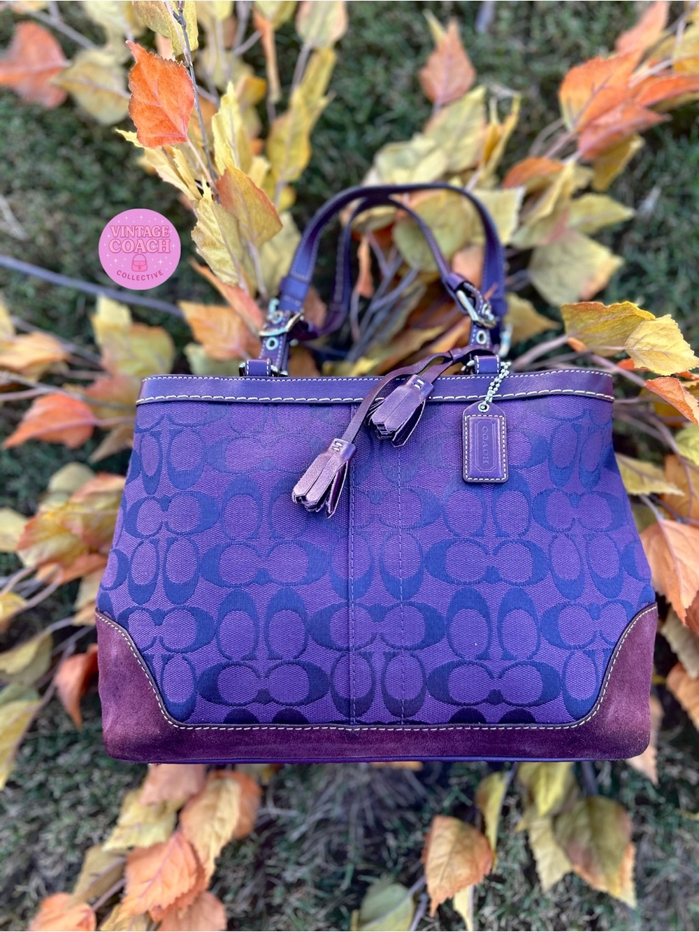 Coach purple monogram Hampton